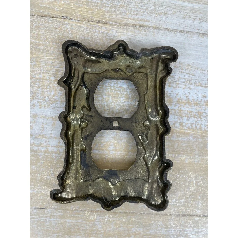 VINTAGE BRASS Outlet Plate Cover Victorian Rose ANTIQUE No Hardware